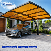 Abri de voiture extérieur arqué en aluminium OEM avec toit en polycarbonate alvéolaire à motif étoile et fixation rapide