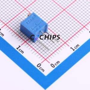 Résistance/potentiomètre réglable 3266W-1-502, composant traversant (THT)-3P, 6,8x4,7 mm, résistance 5 kOhm 10 % 500 mW 250 ppm/ ℃ - Product Image 1