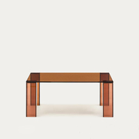 Table d'appoint en verre Adularia au design moderne, écologique, colorée, en verre trempé brun