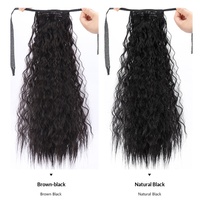 Extension de cheveux synthétique queue de cheval longue, ondulée, effet frisé, en fibre haute température, pour femme