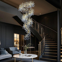 Lustre en verre moderne de grande taille, design le plus récent, lumière LED décorative de style château, lampe de haute qualité, foyer, commande par application/télécommande, 3 ans