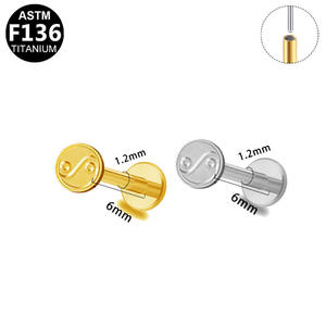 Pendientes de Titanio G23 de Alta Calidad al por Mayor, Estilo Inserto con Llama de Titanio y Parte Trasera Plana para Piercing Corporal - Product Image 2