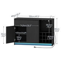 Nouveauté : Meuble de bar avec étagère à vin, rangement de bar, buffet avec éclairage LED et station de recharge