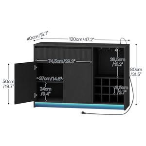 Lemari Bar Kopi Rak Anggur Kabinet Penyimpanan Bar Sideboard dengan Lampu LED dan Stasiun Pengisian Daya - Product Image 3