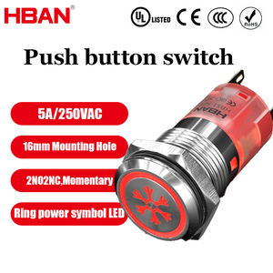 สวิตช์กดแบบกดติดปล่อยดับ HBAN ขนาด 16 มม. ทำจากสแตนเลสสตีล รับผลิตตามแบบ OEM พร้อมไฟ LED <span class=keywords><strong>สัญลักษณ์</strong></span>พลังงาน กันน้ำระดับ IP67 ปุ่มกดแบบ Momentary รุ่น Lite - Product Image 1