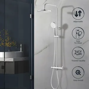 레인 샤워 시스템 스테인레스 스틸 바 샤워 세트 욕실 샤워 칼럼 높이 조절 욕조