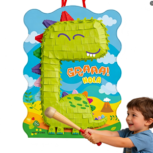 Pinata dinosaure jetable écologique avec boucle de suspension renforcée pour les jeux de fête d'anniversaire préscolaire - Product Image 1