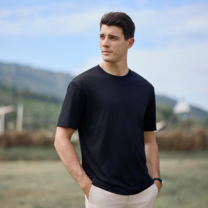 Promotional T-Shirt Short Sleeve Round Neck Pocket Cotton Solid Color Leisure Wear - Product Image 3