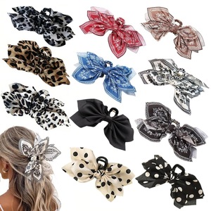 Pince à <span class=keywords><strong>cheveux</strong></span> double face en tissu motif cachemire, style chic, grande boucle, pince requin pour l'arrière de la tête, best-seller transfrontalier - Product Image 1