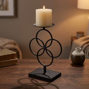 <b>Black</b> Metal Hurricane <b>Candlestick</b> <b>Holder</b> Handmade Durable Hanging Tabletop Christmas Home Decor - Product Image 4