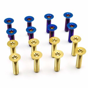 M6 * 25 phẳng Đầu chìm Hex vít din7991 Torx đầu GR5 <span class=keywords><strong>ti</strong></span> Titan Anodized bu lông màu xanh lá cây - Product Image 2