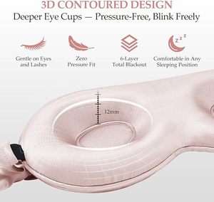 Masque de sommeil 3D profilé en soie de mûrier 100% occultant la lumière 22 Momme Grade 6A Soie OEM Personnalisé MOQ 100 pièces - Product Image 3