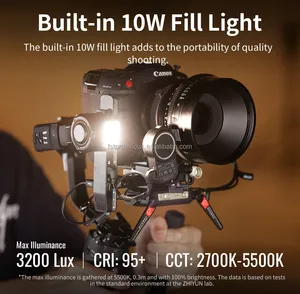 <span class=keywords><strong>ZHIYUN</strong></span> <span class=keywords><strong>Crane</strong></span> 4 Combo estabilizador de cámara de mano cardán de 3 ejes con luz de relleno de 10W y empuñadura de eslinga para cámara DSLR disparo de retrato - Product Image 2