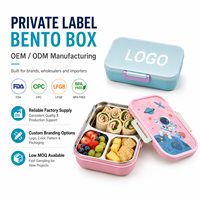 Boîte à lunch bento pour enfants, 3 compartiments, en acier inoxydable 304 de qualité alimentaire sans BPA, plateau amovible, logo personnalisé, vente en gros