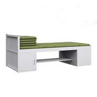 Lit superposé en acier pour dortoir, lit mezzanine simple avec bureau d'étude sous le lit et armoire de rangement verrouillable, mobilier de dortoir