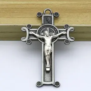 6.5*4cm 십자가 열쇠 고리 펜던트 목걸이 예수 아연 합금 재료 도매 보석 만들기 매력 공예