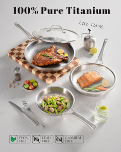Juego de Cocina de 8 Piezas de Titanio Puro, Clásico, Duradero, Ecológico, Martillado, Libre de Químicos, Antiadherente, Sin Remaches, Apto para Inducción - Product Image 5