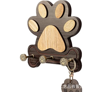 Wooden Dog Paw <b>Wall</b> Mount <b>Key</b> Holder With <b>Hooks</b> For Home Entryway Storage Rack - Product Image 1