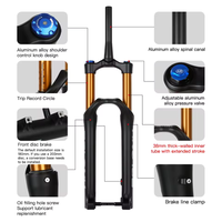 BOLANY TZA534 garpu sepeda, pipa antar MTB Air Fork 27.5/29 inci 160mm perjalanan suspensi peredam Rebound dapat disesuaikan 15x110mm