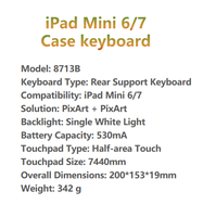 Casing Keyboard Mekanik Magnetik dengan Touchpad RGB untuk iPad Mini 6/7, Penutup Keyboard Nirkabel BT