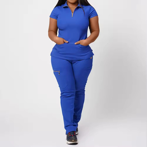 Custom Long Sleeve Classic Fit Jaqueta Médica Médico Médico Pescoço Uniforme Enfermeira Enfermagem Jaquetas Médicas Lab Scrub para As Mulheres - Product Image 2
