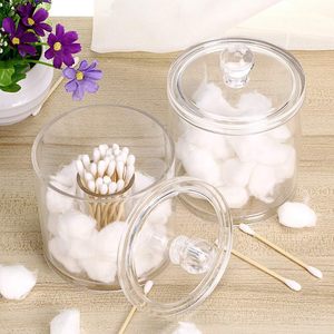 Clear Plastic <b>Jar</b> Set for <b>Bathroom</b> Cotton Ball Cotton Swab Cotton Makeup Organizer Household Items for Living Room - Product Image 2