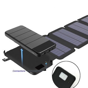 Detachable Solar Charger Mini Power Bank with Built-in Cables Multi Use Power Bank 2 in 1 Wireless Portable Charger