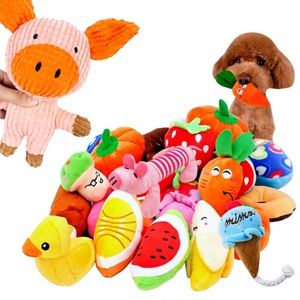 Jouet sonore pour animaux de compagnie en peluche, bouledogue français, résistant aux morsures, avec corde et couineur, en forme de fruit, dessin animé, chat, pour chien - Product Image 1
