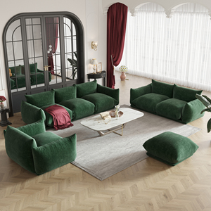 ATUNUS Sofá de Sala de Estar Moderno em Veludo Verde, Conjunto de Sofá de Chão de <span class=keywords><strong>3</strong></span> Lugares, Ideal para Drop Shipping - Product Image 3