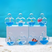 Objet décoratif Cœur d'amour imprimé à l'huile Série Océan - Bateau flottant dans du sable liquide sur table - Cadeau créatif en acrylique