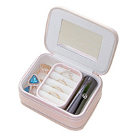 Boîte à bijoux de voyage en PU faite à la main - Rangement exquis pour bagues et boucles d'oreilles avec double fermeture éclair pour collection de bijoux portable