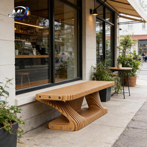 Banc en bois massif au design paramétrique pour centres commerciaux, parcs, hôtels, écoles, hôpitaux - Mobilier d'extérieur moderne - Product Image 5