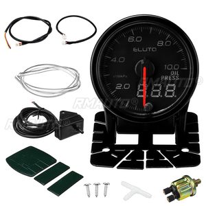 Eluto Universel 12V 2 pouces 52mm avec capteur Jauge de pression d'huile pour voiture BAR 10 couleurs LED numérique et indicateur à double affichage - Product Image 6