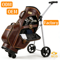 Sac de golf personnalisé avec fermeture éclair étanche, sac de golf professionnel premium en PU avec cadre externe et roulettes