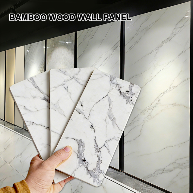 PVC Bamboo Wall Panel High Gloss Wall Panel PVC Interior Decoration Marble UV Board PVC Marble Slab for Background Wall
