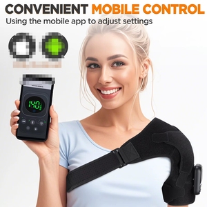 Gold Electrode EMS Shoulder Massager Magnetic Detachable Controller PTC Heating <b>Vibration</b> LED Display Velcro Strap Rechargeable - Product Image 6