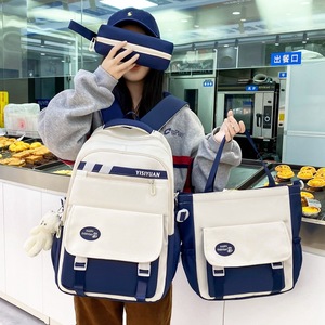 Student schoolbag women's korean style ins large capacity junior high <b>school</b> student <b>backpack</b> color block campus bookbag - Product Image 3