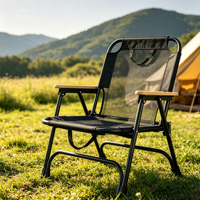 Chaise pliante légère en maille Sterling pour la pêche, la plage, les loisirs, le camping et les pique-niques - Chaise Kermit avec dossier en acier carbone renforcé