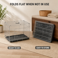 Cage pliable pour chien en acier inoxydable de luxe, idéale pour l'intérieur et l'extérieur, avec plateau en plastique pour un nettoyage facile