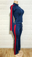 Ensemble de survêtement Y2K personnalisé pour femme, avec haut court et pantalon de survêtement à rayures contrastées, collection automne