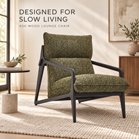 Fauteuil de loisirs moderne et écologique, durable, avec structure en bois de frêne véritable, rembourrage en éponge et tissu, pour salon et hôtel