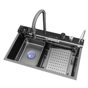 Gran oferta de fregadero de cocina inteligente grueso de 4mm con pantalla Digital y teclas de <span class=keywords><strong>Piano</strong></span>, fregadero de cocina de acero inoxidable en cascada - Product Image 5