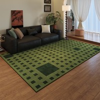 Nouveau tapis de salon moderne en coton vert rétro pour canapés et tables basses motif géométrique zones antidérapantes et nettoyage facile
