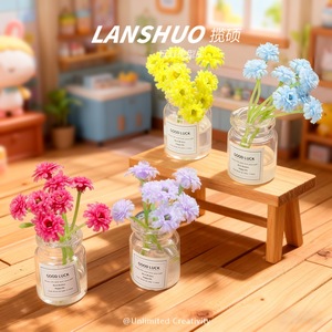 Lanshuo <b>Mini</b> Resin Flower Bouquet Glass Jar DIY Craft Decor Home Office Desk Ornament - Product Image 3