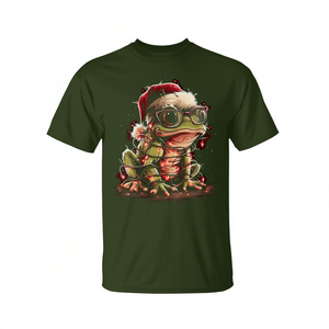 T-shirt festif avec grenouille de Noël mignonne, lunettes et bonnet de Père Noël - Product Image 2