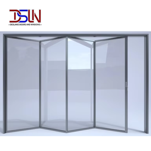 Porte pliante accordéon américaine légère en aluminium, minimaliste, pour intérieur, avec verre feuilleté coupe-vent - Product Image 1