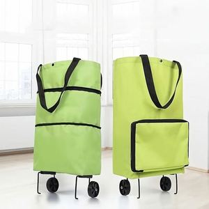 Foldable Two Stage Cartoon Pattern Nylon <b>Extra</b> <b>Large</b> Promotional <b>Bag</b> With Wheels and Shoulder Closure Shopping Cart - Product Image 1