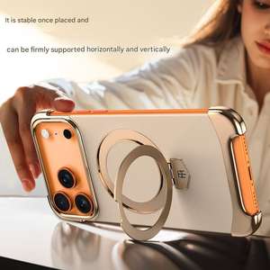 เคสหนัง PU แบบไร้ขอบ ชุบเคลือบ สำหรับ iPhone 17 13 14 15 16 <span class=keywords><strong>Pro</strong></span> Max 17 Air พร้อมขาตั้งแม่เหล็กแบบซ่อน - Product Image 5