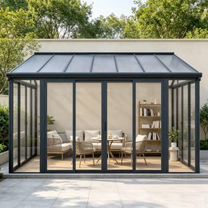 Veranda Moderna Personalizzata in Alluminio e Vetro, Estensione per Terrazza a Quattro Stagioni per Villa e Giardino - Product Image 6