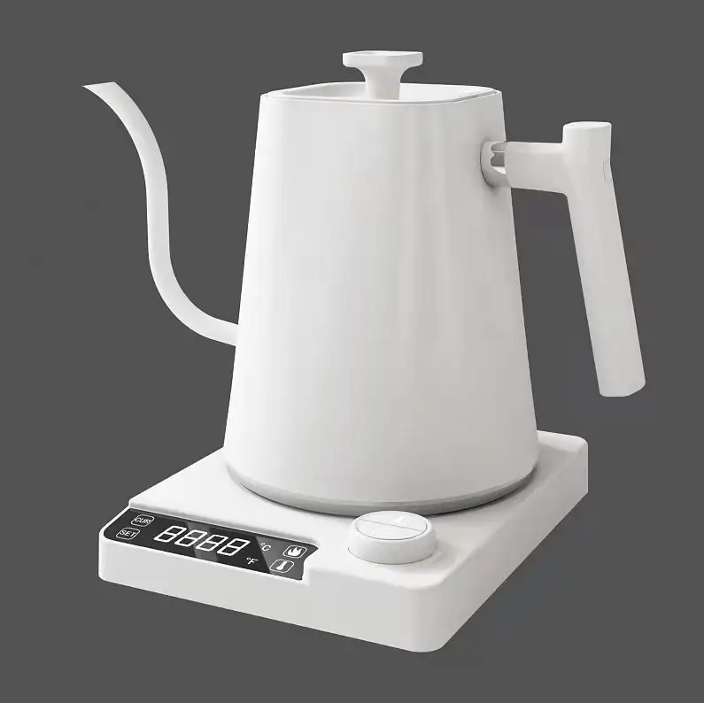 Chaleira elétrica de gola de cabra, chaleira de água quente de aço inoxidável ultramacia para despejar sobre café e chá